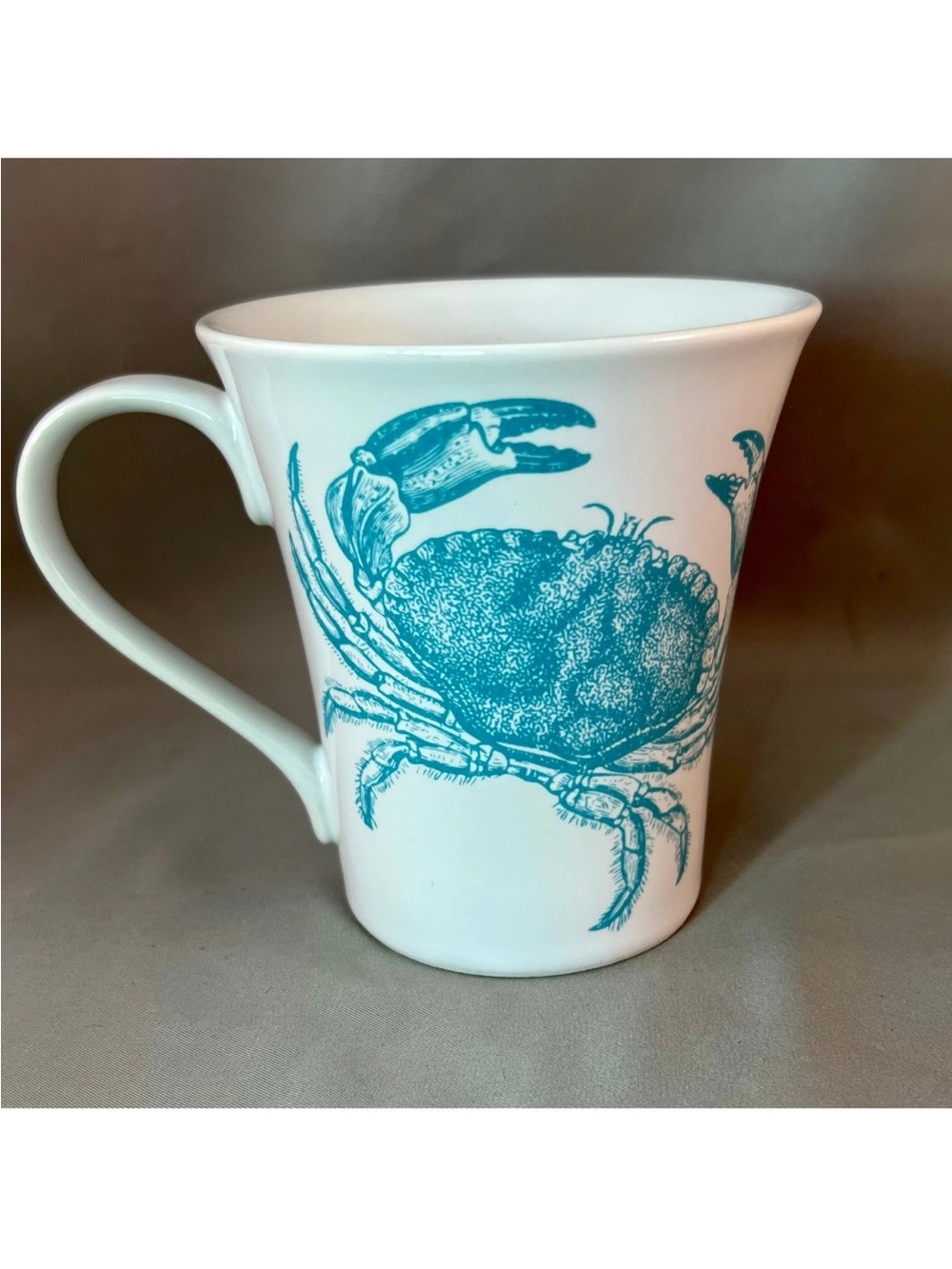 222 Fifth White Mug with Teal Crab Illustration